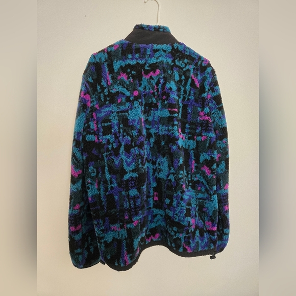 American Eagle Outfitters Vibrant Teddy Jacket Retro Geometric | Mens L - Picture 6 of 6